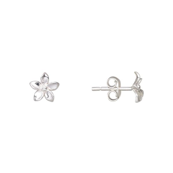 Earstud, Create Compliments®, sterling silver, 7.5mm flower. Sold per pair. image number 0