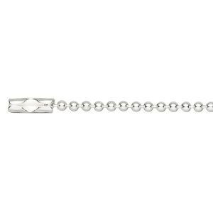 Chain 1pkg1 sterling silver, 2mm ball 24 inch / connector clasp