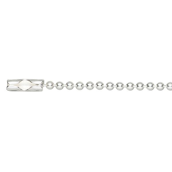 Chain 1pkg1 sterling silver, 2mm ball 24 inch / connector clasp image number 0