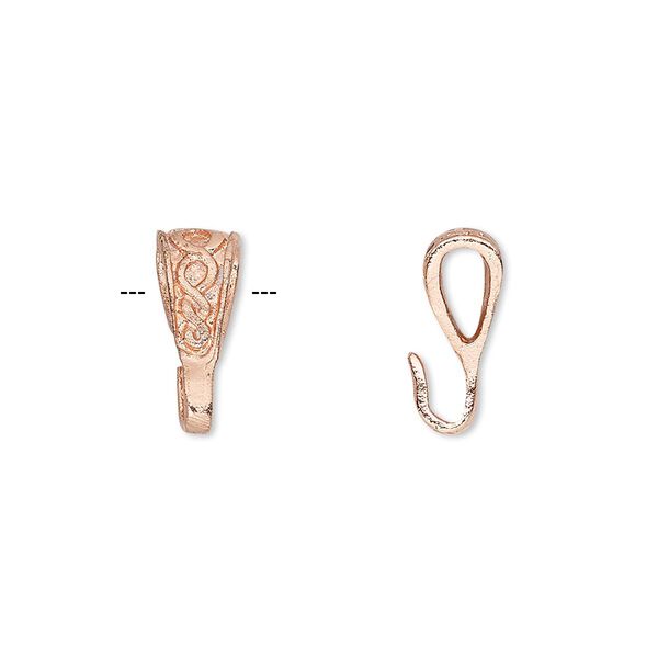 Bail, copper, 14x6mm with Celtic knot design. Sold per pkg of 4. image number 0