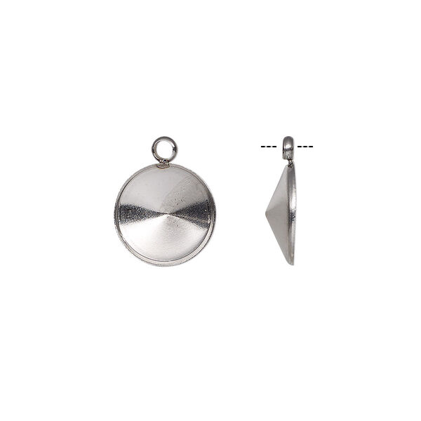 Drop, Almost Instant Jewelry®, stainless steel, 11mm round with SS47 rivoli setting. Sold per pkg of 4. image number 0