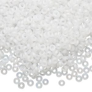 Seed bead, Miyuki, glass, pkg/50g, 3x1.3mm spacer rondelle, translucent matte clear, (SPR3-131FR).