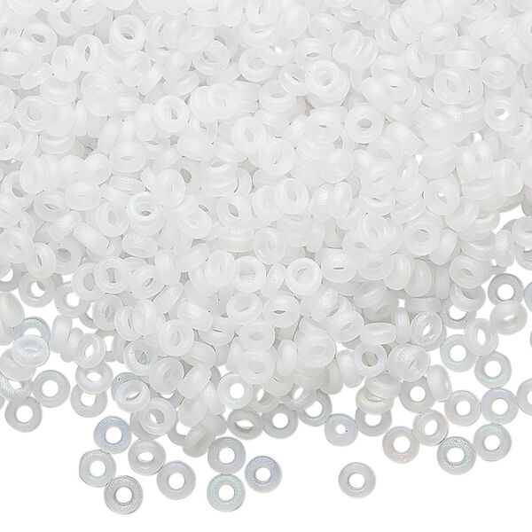 Seed bead, Miyuki, glass, pkg/50g, 3x1.3mm spacer rondelle, translucent matte clear, (SPR3-131FR). image number 0