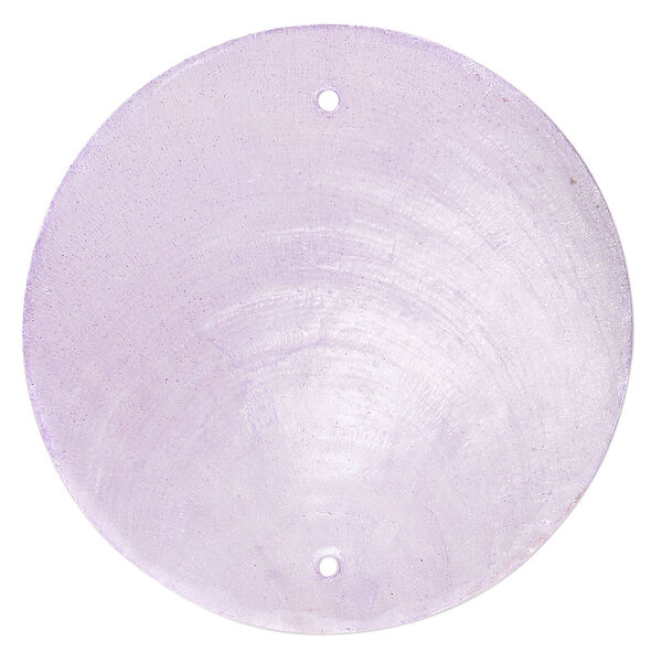 Wind chime component capiz shell 20pk 50mm double-drilled flat round, translucent lilac dyed image number 0