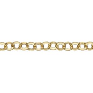 Chain, gold-finished brass, 5mm rolo. Sold per pkg of 5 feet.