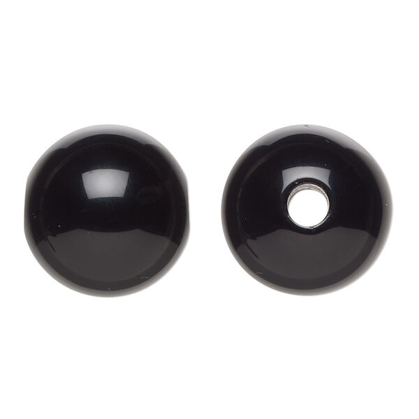 Black onyx 1pkg1, semi-round bead B grade, 18x17mm image number 0