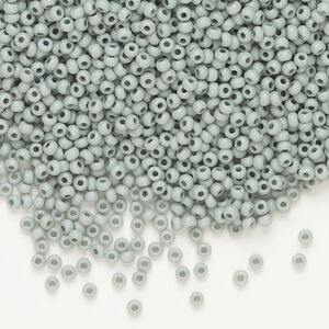 Seed bead, Preciosa Ornela Czech glass, 1pkg500g, 2.0-2.2mm rocaille, opaque matte terra dyed whispering grey chalkwhite (06444)
