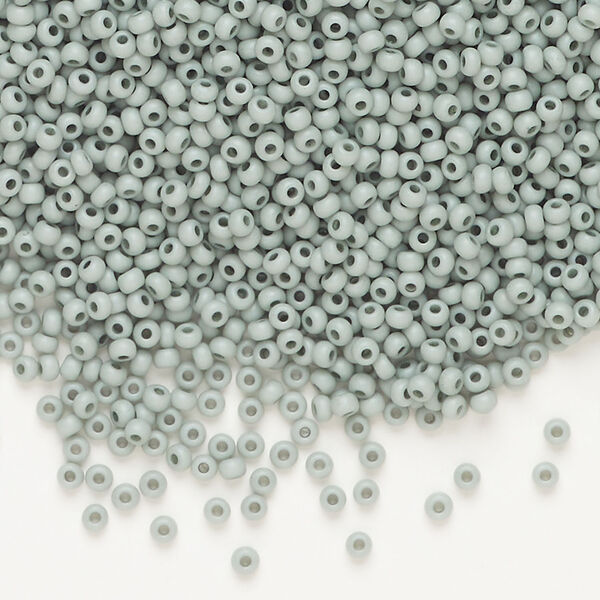 Seed bead, Preciosa Ornela Czech glass, 1pkg500g, 2.0-2.2mm rocaille, opaque matte terra dyed whispering grey chalkwhite (06444) image number 0