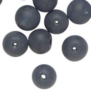 Bead, lampworked glass, opaque dark navy blue, 12mm round. Sold per 2-ounce pkg, approximately 25 beads.