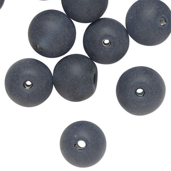 Bead, lampworked glass, opaque dark navy blue, 12mm round. Sold per 2-ounce pkg, approximately 25 beads. image number 0