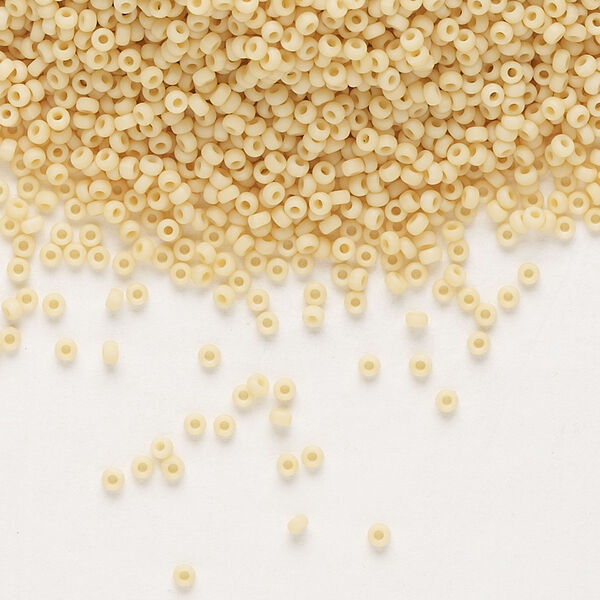 Seed bead, Miyuki, glass, pkg/35g, #15 rocaille, opaque matte pear, (RR-493F). image number 0