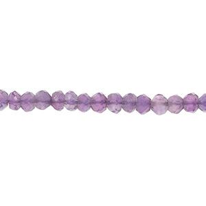 Amethyst 1pkg1, hand-cut faceted rondelle bead natural, 13 inch medium to dark 4x3mm-5x4mm