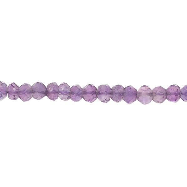 Amethyst 1pkg1, hand-cut faceted rondelle bead natural, 13 inch medium to dark 4x3mm-5x4mm image number 0