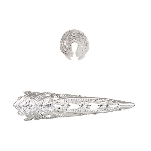 Cone, silver-plated brass, 35x9mm filigree, 8mm inside diameter. Sold per pkg of 6. image number 0