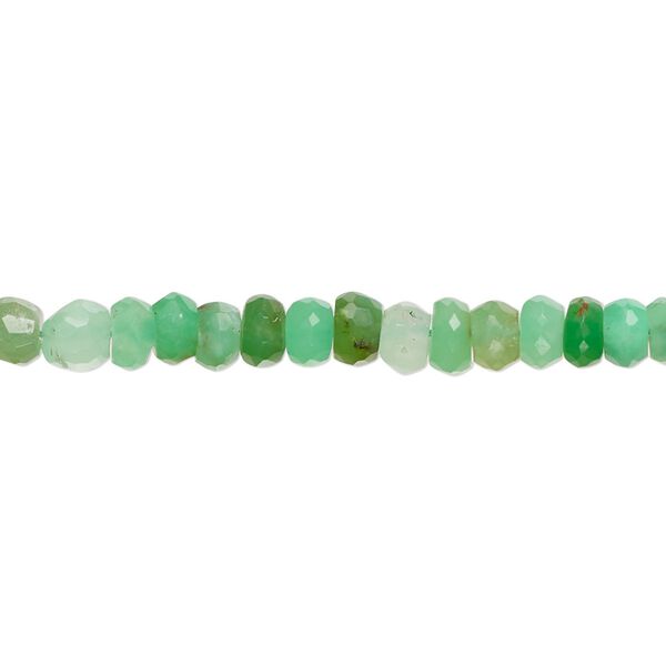 Chrysoprase 1pkg1, hand-cut faceted rondelle bead natural 8 inch 5x2mm-5x4mm image number 0