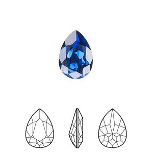 Fancy stone 144pk dark sapphire foil back, Swarovski® ReCreated™ 14x10mm pear 4320