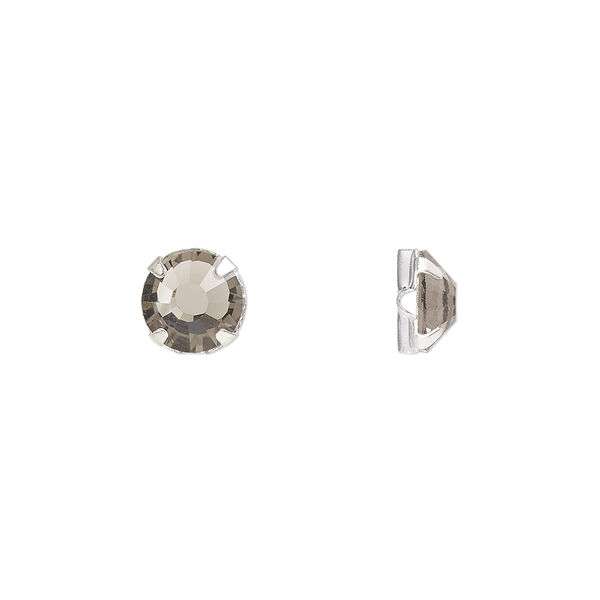 Bead 12pk rose montees black diamond silver plate, Preciosa Czech crystal 6.32-6.5mm round SS30 image number 0