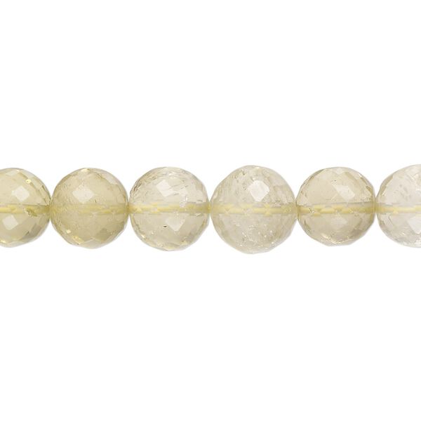 Lemon quartz 1pkg1, hand-cut micro-faceted round bead 8 inch 8-9mm image number 0