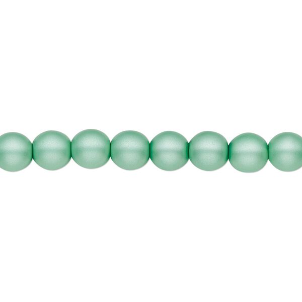 Bead, Czech pearl-coated glass druk, opaque matte sea foam green, 6mm round. Sold per 15-1/2" to 16" strand. image number 0