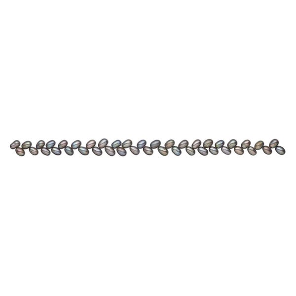 Freshwater pearl 1pkg1, herringbone-drilled rice, 14 inch dark silver peacock 7x6mm-9x7mm cultured image number 1