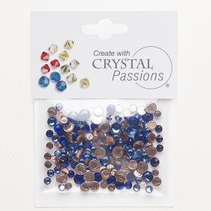 Flat back mix 1pkg144 jet hematite / dark grey / light chrome foil back, Crystal Passions&reg; rhinestone 3.80-4.00mm hotfix round SS16