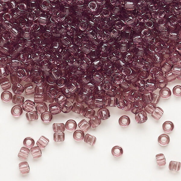 Seed bead, Dyna-Mites™, glass, transparent light purple, #8 round. Sold per 40-gram pkg. image number 0