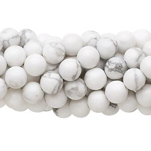 Howlite 1pkg10, round bead natural 15.5-16 inch 6mm