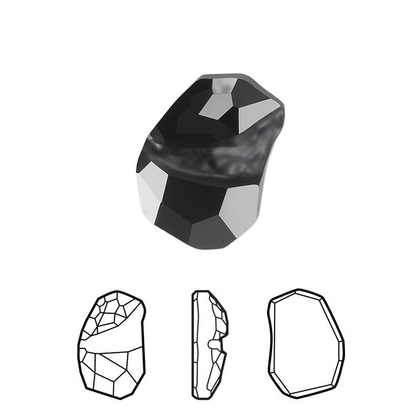 Fancy stone 1pk jet, Crystal Passions® 19x13mm flat divine rock 4787 image number 0