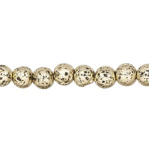 Lava rock 1pkg1, electro-coated round bead 15.5-16 inch 6-7mm