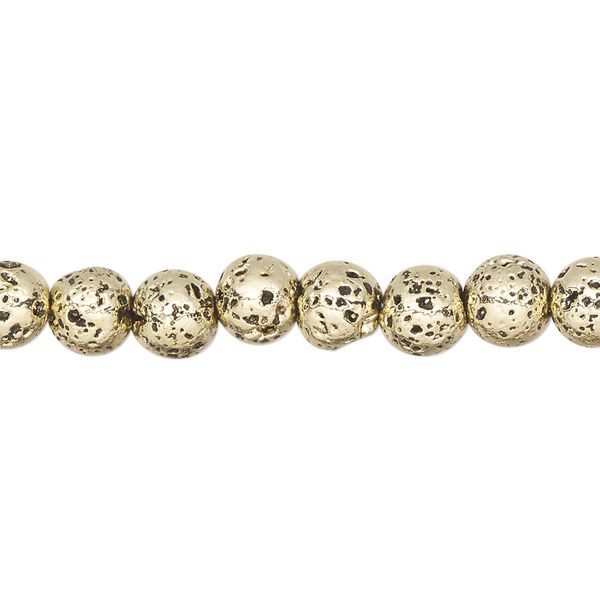 Lava rock 1pkg1, electro-coated round bead 15.5-16 inch 6-7mm image number 0