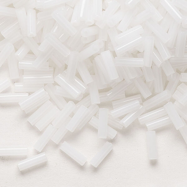 Bead, Preciosa Ornela Czech glass, bugle bead, pkg/500g, #3, opaque alabaster, (02090). image number 0