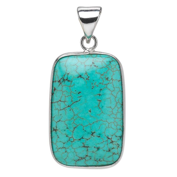 Magnesite / brass 1pkg1, imitation rhodium-plated rectangle pendant 29x19mm image number 0