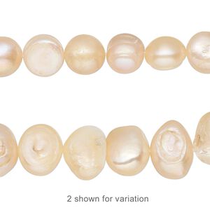 Pearl, cultured freshwater, peach, 9mm semi-round, D grade, Mohs hardness 2-1/2 to 4. Sold per 15-inch strand.
