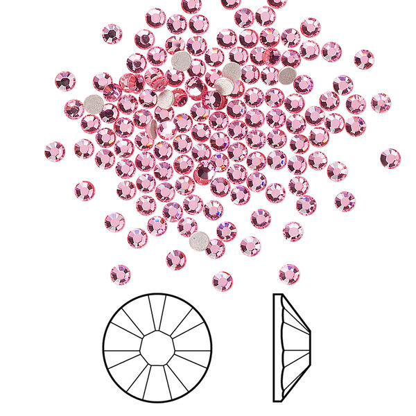Flat back 144pk light rose foil back, Crystal Passions® 2.1-2.3mm rose round SS7 2058 image number 0