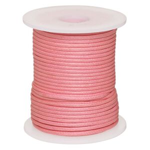 Cord, waxed cotton, light pink, 2mm, 50+ pound test. Sold per 25-meter spool.