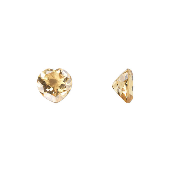 Gem, citrine (heated), 8x8mm faceted heart, A grade, Mohs hardness 7. Sold individually. image number 0