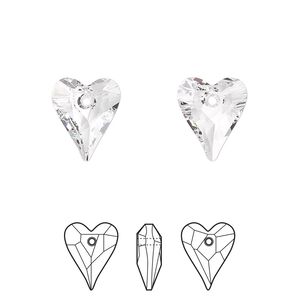 Drop 2pk crystal, Crystal Passions® 12x10mm pendant wild heart 6240