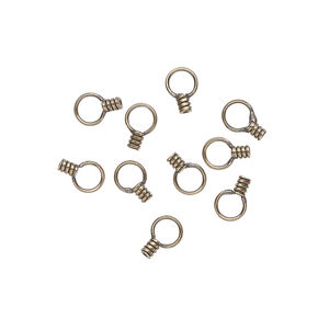 Crimp end 1pkg10 gold-plated, 2.5x1.5mm tube / loop / approx 0.5mm inside diameter, brass / antiqued