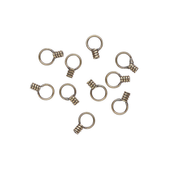 Crimp end 1pkg10 gold-plated, 2.5x1.5mm tube / loop / approx 0.5mm inside diameter, brass / antiqued image number 0