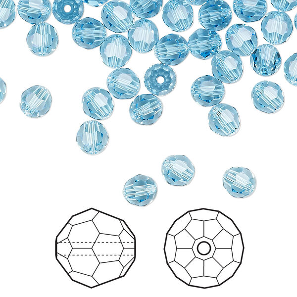 Bead 720pk aquamarine, Swarovski® 5mm round 5000 image number 0