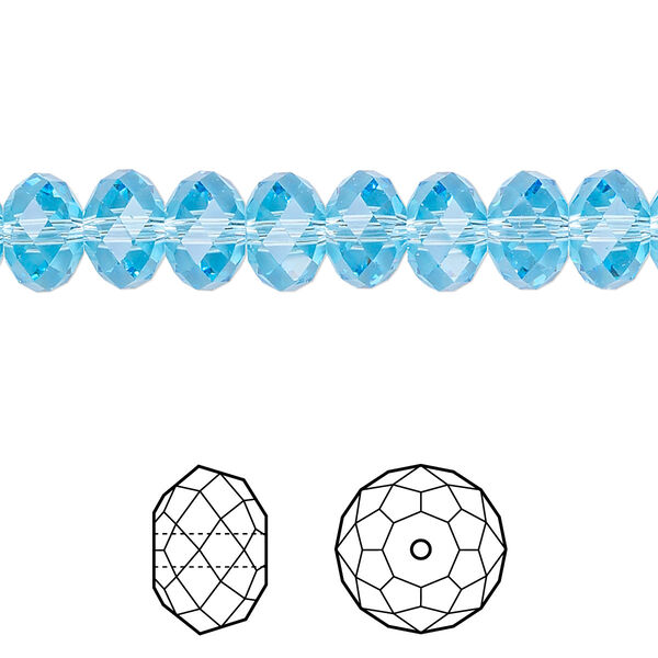 Bead 144pk aquamarine, Crystal Passions® 8x6mm rondelle 5040 image number 0