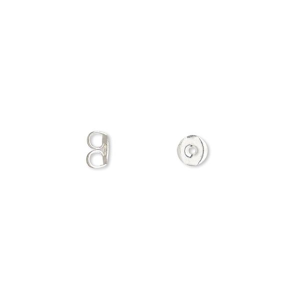 Earnut, silver-plated brass, 4.5mm round. Sold per pkg of 50 pairs. image number 0