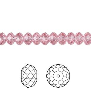 Bead 12pk light rose, Crystal Passions® 6x4mm rondelle 5040
