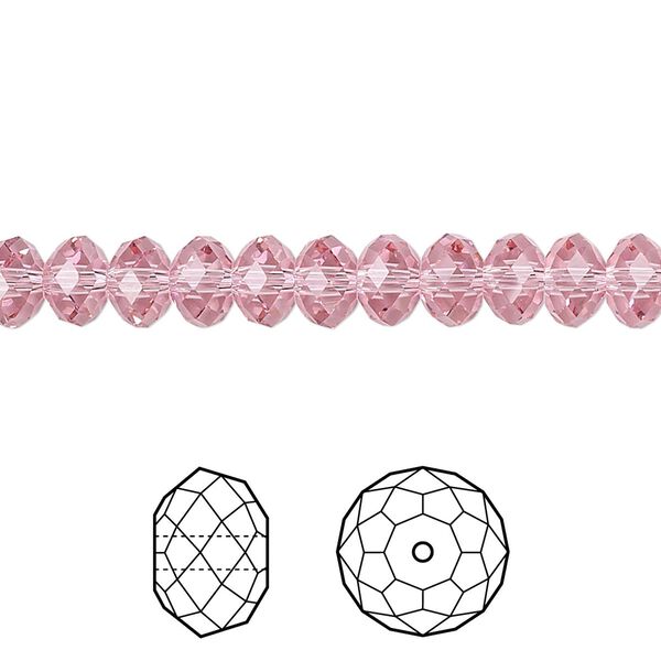 Bead 12pk light rose, Crystal Passions® 6x4mm rondelle 5040 image number 0