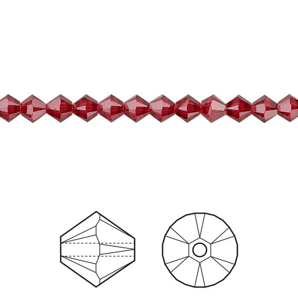 Bead 1440pk scarlet, Swarovski® 4mm XILION bicone 5328 image number 0