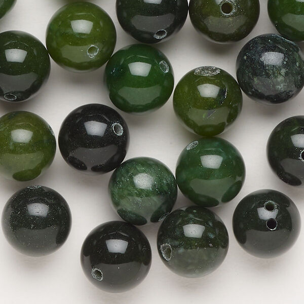 Bead mix, quartz (dyed), pkg/2 ounces, medium to dark green, 9-11mm machine-cut round, C grade. image number 0