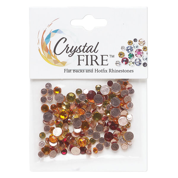 Flat back mix 1pkg144 sun / Siam / sunflower, Crystal FIRE&reg;, 3-4.80mm hotfix round SS12 / SS16 / SS20 image number 0