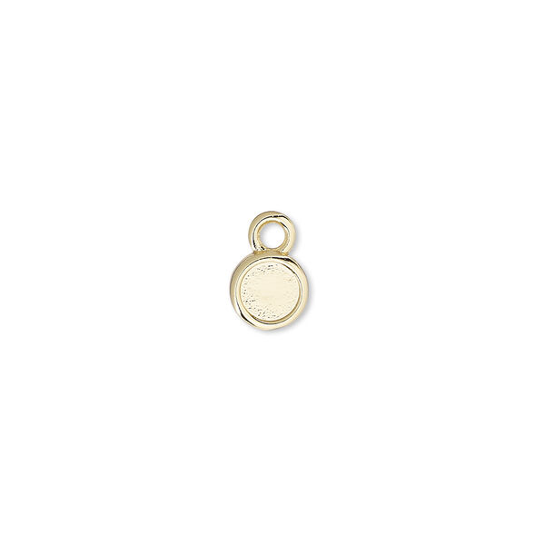 Drop, Almost Instant Jewelry®, gold-plated "pewter" (zinc-based alloy), 7mm flat round with SS20 rose setting. Sold per pkg of 2. image number 0