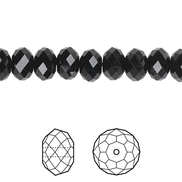 Bead 144pk jet, Crystal Passions® 8x6mm rondelle 5040 image number 0