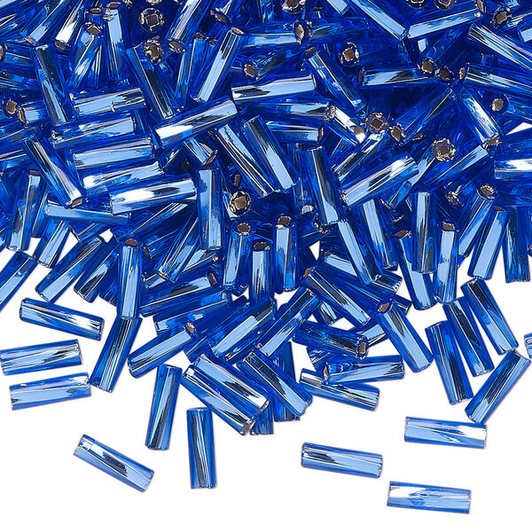 Bead, Preciosa Ornela Czech glass, bugle bead, pkg/50g, 1/4 inch twisted, silver-lined transparent light blue, (37050). image number 0
